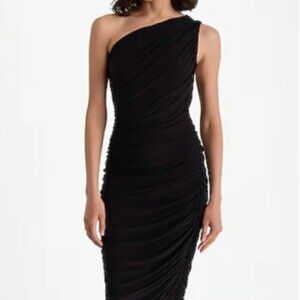 EXPRESS One Shoulder Sleeveless Ruched Asymmetrical Midi Sheath Dress XS BN